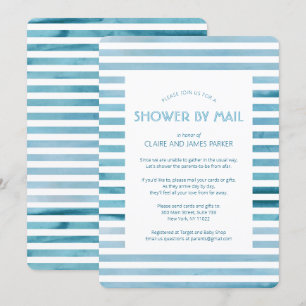 Invitation Watercolor Blue Stripes Baby shower par courrier