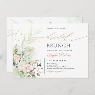 Invitation Watercolor Blush Cream Rose Bridal Brunch