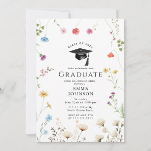 Invitation Watercolor Boho Fleur sauvage Boho Graduation Part