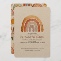 Watercolor Boho Moderne Baby shower arc-en-ciel  
