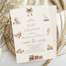 Watercolor Boho Nursery beige toys  baby shower