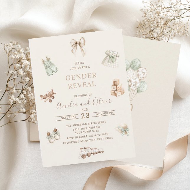 Invitation Watercolor Boho Nursery gender reveal  baby shower (Créateur téléchargé)