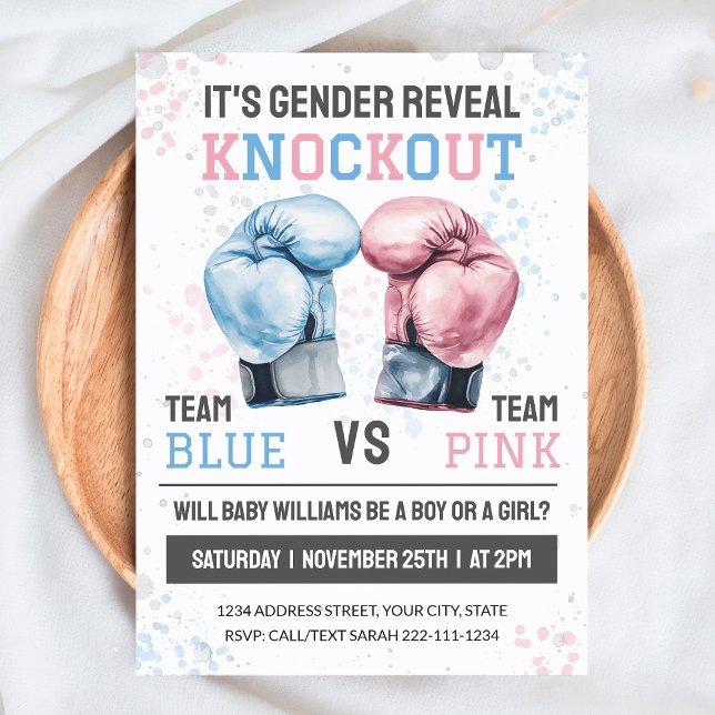 Invitation Watercolor Boy or Girl Boxing Gender Reveal (Créateur téléchargé)