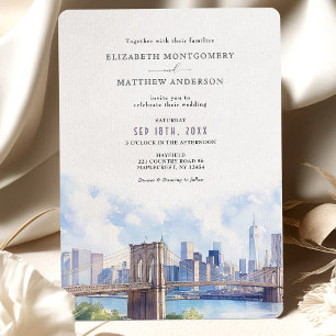 Invitation Watercolor Brooklyn Bridge Mariage