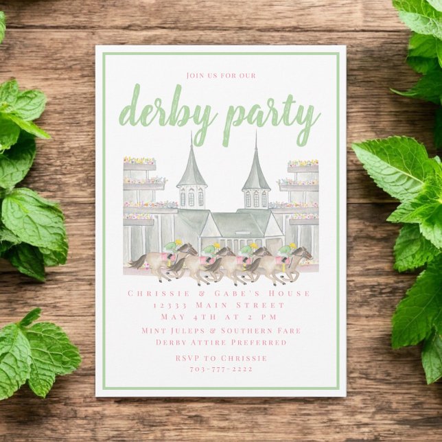 Invitation Watercolor Building Derby Party Horse Racing (Créateur téléchargé)