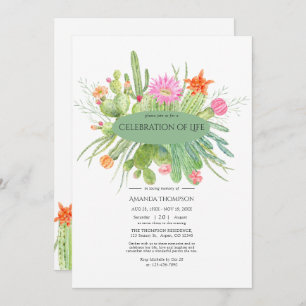 Invitation Watercolor Cactus Cactus Célébration de la vie Pho