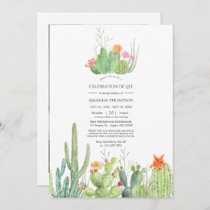 Invitation Watercolor Cactus Cactus Célébration de la vie Pho