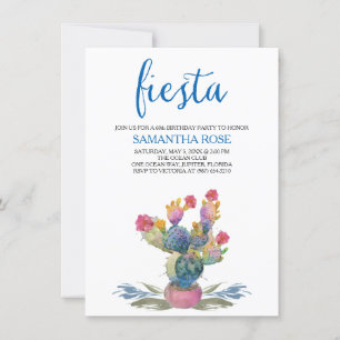 Invitation Watercolor Cactus Fiesta 60e anniversaire