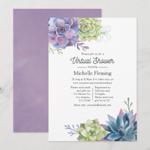 Invitation Watercolor Cactus Succuls Baby shower virtuel