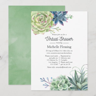Invitation Watercolor Cactus Succuls Baby shower virtuel