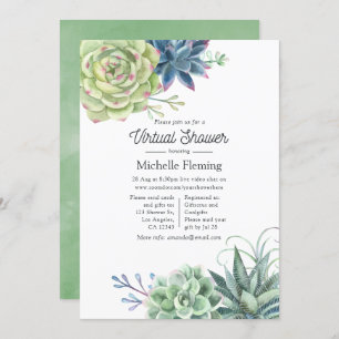 Invitation Watercolor Cactus Succuls Baby shower virtuel
