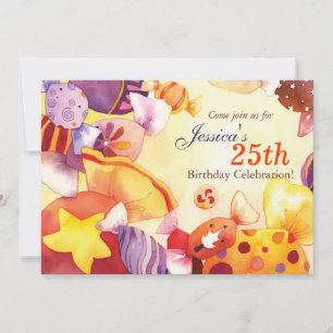 Invitation Watercolor Candy fête d'anniversaire