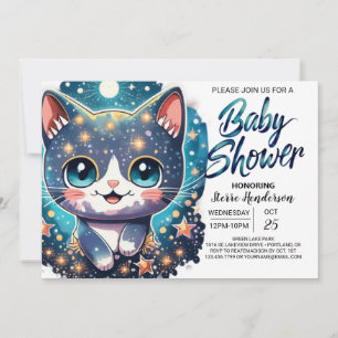 Invitation Watercolor Chat Baby shower de garçon personnalisé