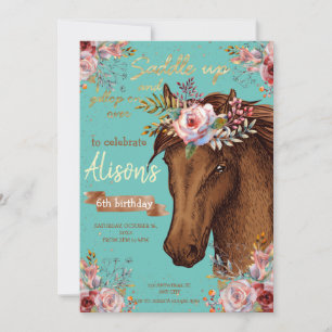 Invitation Watercolor cheval anniversaire cheval