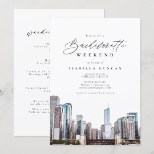 Invitation Watercolor Chicago Bachelorette Itinéraire et