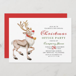 Invitation Watercolor Christmas Reindee Fête de Noël
