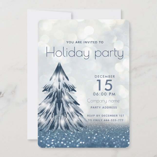 Invitation Watercolor Christmas tree bokee compagnie de vacan (Devant)