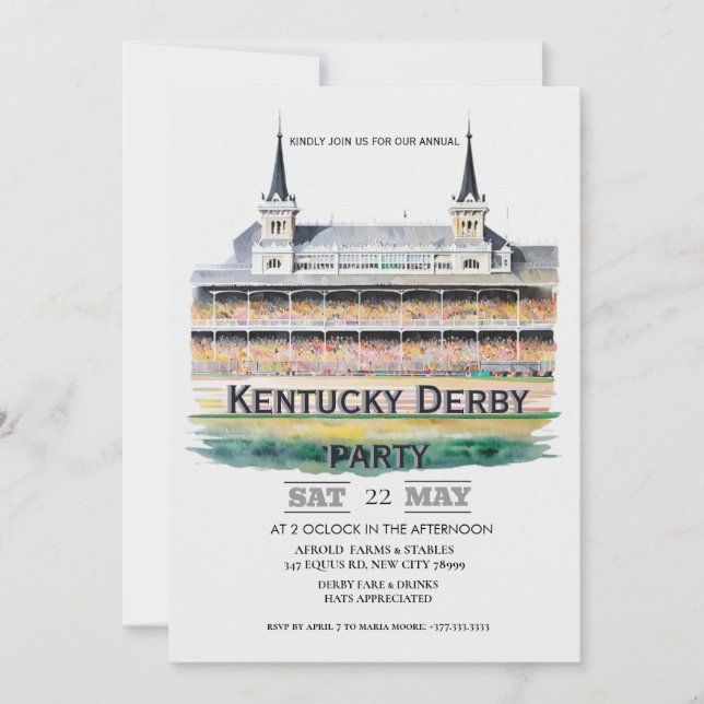 Invitation Watercolor Churchill Downs Twin Spires Kentucky De (Devant)