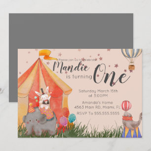 Invitation Watercolor Circus Vintage County Fair Carnival