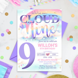 Invitation Watercolor Cloud 9 Arc-en-Ciel