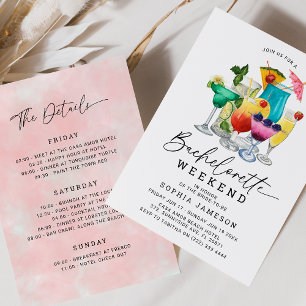 Invitation Watercolor Cocktails Bachelorette Week-end