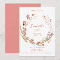 Watercolor Coral Tulips 30e anniversaire