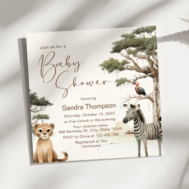 Invitation Watercolor Cute Animaux Baby shower de la faune (Créateur téléchargé)