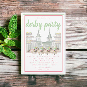 Invitation Watercolor Derby Party Horse Racing Building