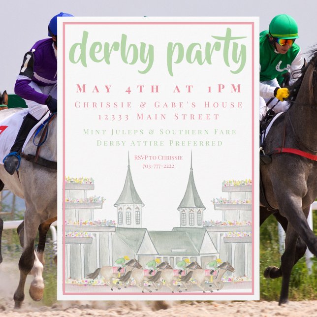 Invitation Watercolor Derby Party Iconic Racetrack Elegant (Créateur téléchargé)