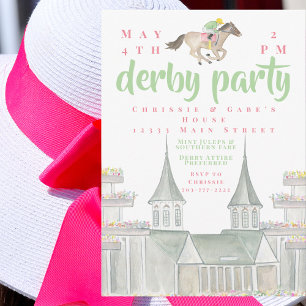 Invitation Watercolor Derby Party Jockey Iconic Building