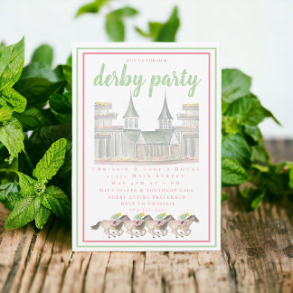 Invitation Watercolor Derby Party Jockeys Horse Racing