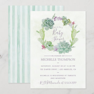 Invitation Watercolor Desert Cactus Baby shower Succulent