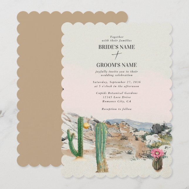 Invitation Watercolor Desert Cactus Boho Wedding (Devant / Derrière)