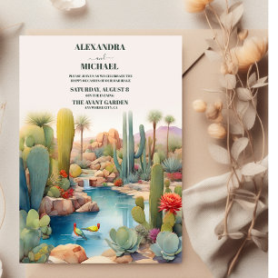 Invitation Watercolor Desert Cactus Mariage Paysage