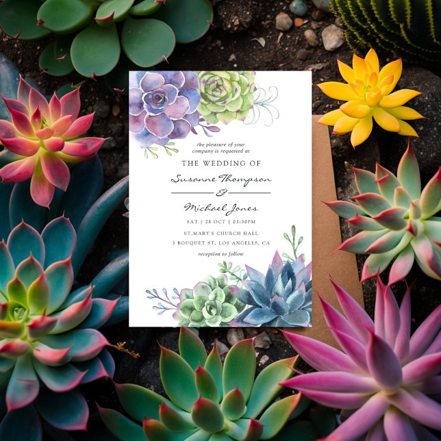 Invitation Watercolor Desert Cactus Succulents Mariage (Créateur téléchargé)