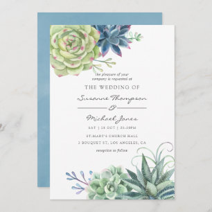 Invitation Watercolor Desert Cactus Succulents Mariage