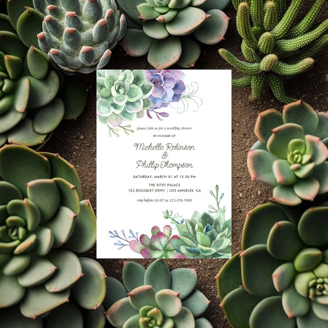Invitation Watercolor Desert Cactus Succulents Wedding shower (Créateur téléchargé)
