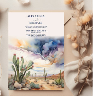 Invitation Watercolor Desert et Cactus Mariage