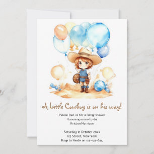 Invitation Watercolor Desert Yeehaw Cowboy Baby shower