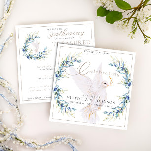 Invitation Watercolor Dove & Olive Branch Fête de la vie