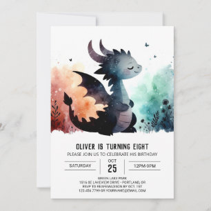 Invitation Watercolor Dragon Anniversaire modifiable