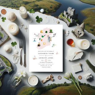 Invitation Watercolor Dublin Irlande Destination Wedding