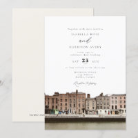 Watercolor Dublin Irlande Skyline River Mariage