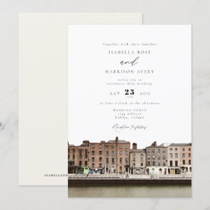 Invitation Watercolor Dublin Irlande Skyline River Mariage