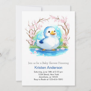 Invitation Watercolor Duckkling mignon Meadow Boy Baby shower