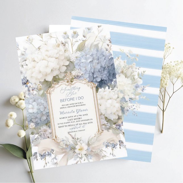 Invitation Watercolor Elegant  Something Blue Bridal Shower (Créateur téléchargé)