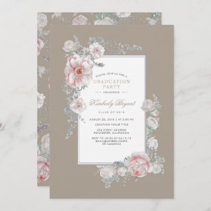 Invitation Watercolor Elegant Vintage Floral Graduation Party