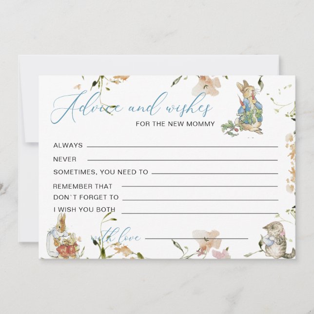 Invitation Watercolor Elegant wildflowerPeter Rabbit baby sho (Devant)