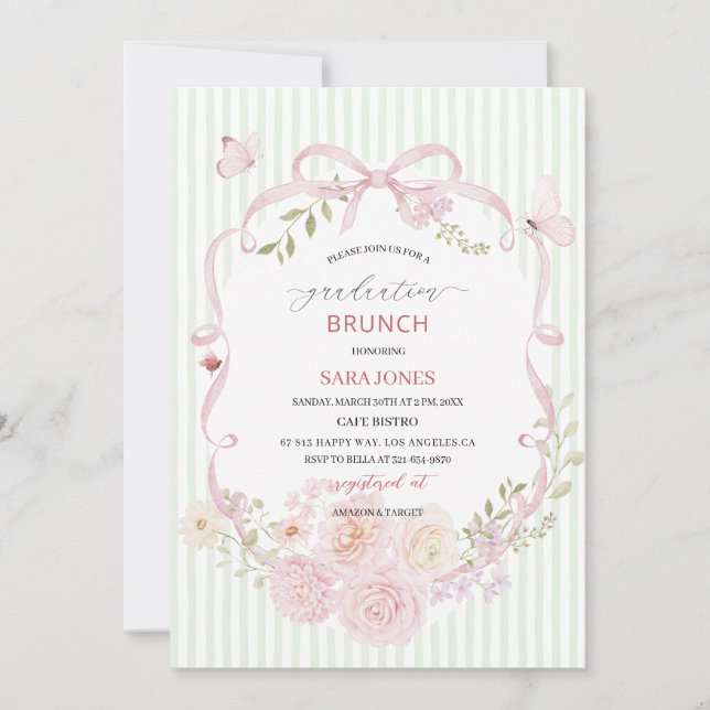 Invitation Watercolor Elegant Wildflowers graduatioInvitation (Devant)