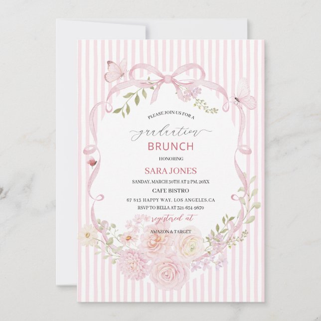 Invitation Watercolor Elegant Wildflowers graduatioInvitation (Devant)